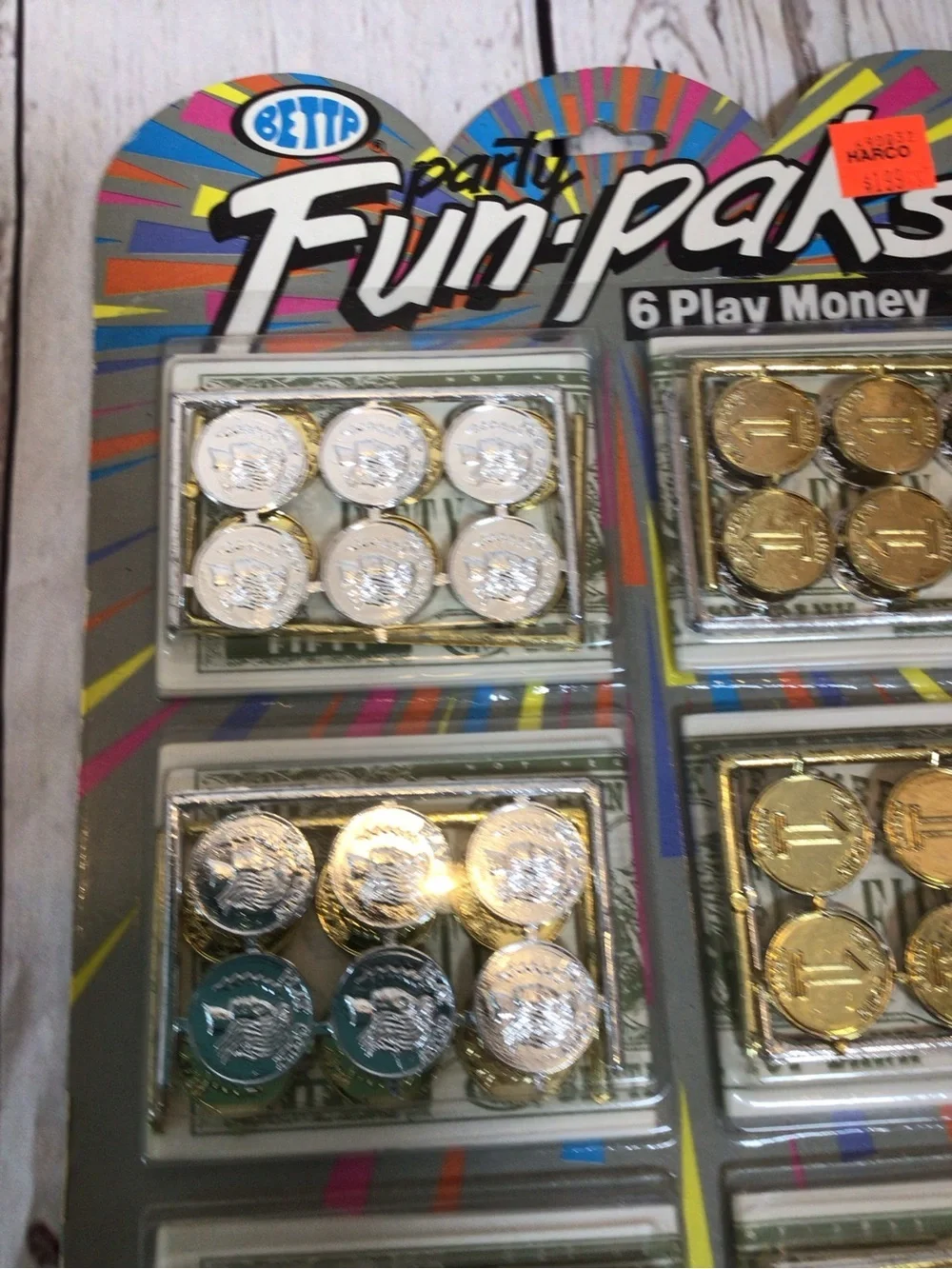 Vintage 1988 Betta Party Fun-Paks Play Money Coins Currency Sealed NOS Toy.